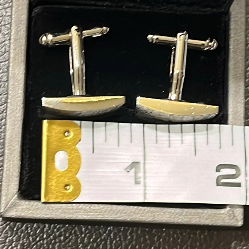 NEW Silver Cuff Links Laser Engraved Rectangle, by JZ Selected, gift box